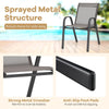 Set of 4 Patio Stackable Metal Dining Chair with Armrests-Grey