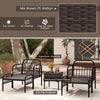 5Pcs Outdoor Wicker Woven Chair Set Garden Furniture Set with Table & Ottomans