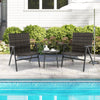 3 Piece Patio Bistro Rattan Furniture Set with 2 Armchair and Table