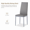 4pcs Grey Faux Leather Dining Chairs Ripple Lines & Black Glass Dining Table Set
