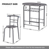 3 Pcs Compact Dining Room Set Kitchen Breakfast Bar Table with Storage Shelf
