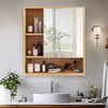 Wall-mounted Bamboo Bathroom Cabinet Mirror Door Organiser Storage Living Room