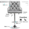 2x Velvet Bar Stools Kitchen High Chair Button Tufted Back Breakfast Stools Grey