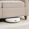 3 Seater Sofa Couch Linen Fabric Settee for Living Room & Office Studded (Beige)