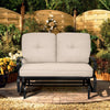 120CM 2 Seats Outdoor Swing Glider Chair Garden Patio Loveseat w/Cushions Beige