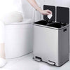 Metal Step Trash Can 60L Step Trash Garbage Can W/Dual Compartments
