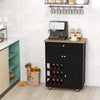3-Tier Kitchen Island Kitchen Cart Wine Racks Rolling Storage Trolley Cart Black