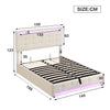 Upholstered Bed 4ft6 Double LED Hydraulic Bed Frame with Ottoman Storage Beige