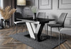 Extendable Dining Table 120 - 160cm V Legs Modern Black Grey Concrete Effect