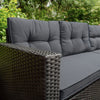Rattan Corner Furniture Set Garden Black Sofa Stools Table Waterproof Cushions