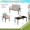 4 Pieces Patio Furniture Set Outdoor All-Weather Conversation Set Grey