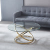 Living Room Large Cocktail Table Modern Clear Glass Round Coffee Table Desk 90cm