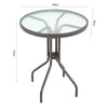 60cm Garden Brown Round Glass Top Table Indoor Balcony Patio Cafe Dining Table