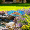 30'' Height Flower Glass Bird Bath w/ Metal Stake Outdoor Garden Yard Birdbath