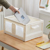 3PCS Stackable Folding Plastic Clothes Organizer Dual Doors Storage Boxes Case