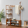 Clothes Rail Rack Garment Hanging Stand Bamboo Wood Wardrobe Storage Shelves