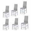 6pcs Grey High Back Faux Leather Dining Chairs Metal Legs Kitchen Dining Room