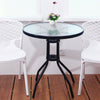 Tempered Glass Top Garden Table Outdoor Patio Dining Coffee Table Metal Frame
