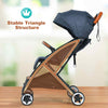 Portable Baby Stroller One-Hand Folding Pushchair W/Adjustable Backrest-Navy