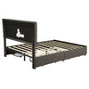 Double Bed Upholstered Storage Bed Frame With LED Light, 4 Drawers and Headboard