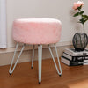 Footstool Ottoman Foot Rest Round Makeup Vanity Seat Chair Pouf Stool Metal Legs