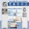 Living Room Freestanding Storage Cabinet w/5 Adjustable Shelves-White