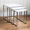 Modern Nesting Table Set of 3 Living Room White High Gloss Wood Coffee End Table