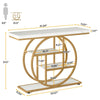 Modern Gold Console Table with Marble Effect Top – Luxury Hallway Side Table