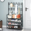 Black Metal Clothes Rail Rack Garment Stand Corner Open Wardrobe with Shelf