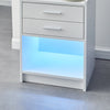 2pcs White Bedside Tables with LED Cabinets 2 Drawers Nightstand Modern Bedroom