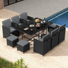 11 Pieces Patio Dining Set Space-saving Wicker Chairs-Grey