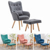 Modern Wing Back Armchair Lounge Chair Single Sofa With Footstool & Waist Pillow