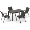 5 Piece Patio Rattan Dining Set Outdoor Wicker Table & Chairs Set for 4