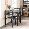 3-Piece Dining Table Set Metal Frame Square Kitchen Table with 2 Chairs