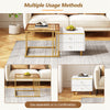 Square Nesting Coffee Table Set of 2 End Tables with Drawers Storage Side Table