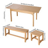 Extendable Dining Table 120-160cm Large Wooden Kitchen Desk & 2 Benches 2 Stools