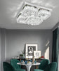 Modern XL Living Room Lamp LED Celling Light Crystal Pendant Chandelier Square