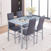 4x Grey Faux Leather Padded Seat Dining Chairs Footrest Bar Dining Room Kitchen
