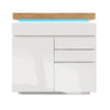 Sideboard with LED High Gloss White Storage Cabinet 3 Drawer Chest of Drawers