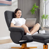 Linen Recliner Chair with Ottoman Footrest Storage Space Grey