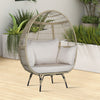 Patio Wicker Egg Chair Oversized Indoor Outdoor Lounge Chair with 4 Cushions