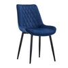 Set of 2 Velvet Dining Chairs Padded Seat Kitchen Chairs Metal Leg Blue Grey