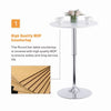 Round White MDF Top Silver Chromed Base Bar Table Pub Table Height Adjustable