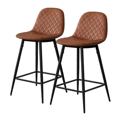 2 Pcs Breakfast Bar Stools Faux Leather Pub Chairs High Legs Padded Dining Room