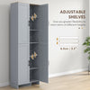 170cm Freestanding Kitchen Cupboard 4-Door Storage Cabinet w/ 6 Shelves, Grey