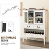 Wooden Sideboard Buffet Cabinet Storage Cabinet with 2 Glass Doors & 2 Drawers