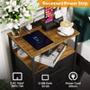 Bedside Table with Charging Station, Nightstand with 2 Outlets and 2 USB Ports
