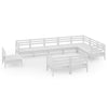 10 Piece Garden Lounge Set Solid Wood Pine White
