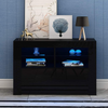 Sideboard LED Cabinet Storage Display Unit Modern Black High Gloss RGB Lights