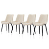 2pcs Beige Dining Chairs Set Velvet Diamond Back Padded Seat Restaurant Chair